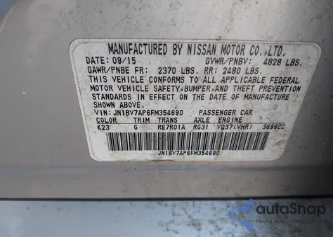 2015 Infiniti Q50 Premium z USA, uszkodzony, nr VIN JN1BV7AP6FM354690